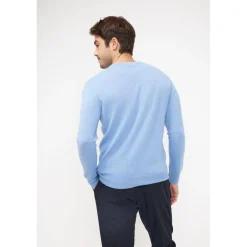 Pull homme col rond ZACH en cachemire bleu ciel