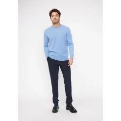 Pull homme col rond ZACH en cachemire bleu ciel