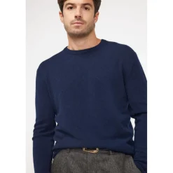 Pull homme col rond ZACH en cachemire bleu marine