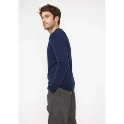 Pull homme col rond ZACH en cachemire bleu marine