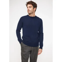 Pull homme col rond ZACH en cachemire bleu marine