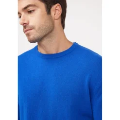 Pull homme col rond ZACH en cachemire bleu flashy