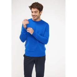 Pull homme col rond ZACH en cachemire bleu flashy