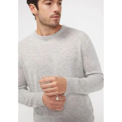 Pull homme col rond ZACH en cachemire gris perle