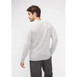 Pull homme col rond ZACH en cachemire gris perle