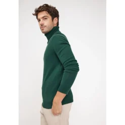Pull homme col roule ZACHARY en cachemire vert sapin