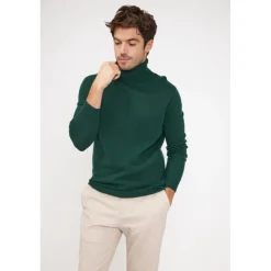 Pull homme col roule ZACHARY en cachemire vert sapin