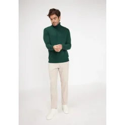Pull homme col roule ZACHARY en cachemire vert sapin