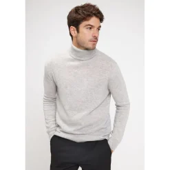 Pull homme col roule ZACHARY en cachemire gris perle