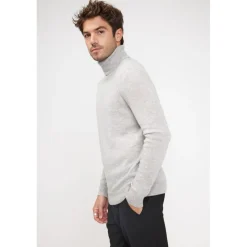 Pull homme col roule ZACHARY en cachemire gris perle