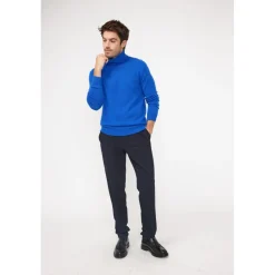 Pull homme col roule ZACHARY en cachemire bleu flashy