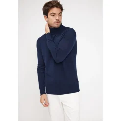 Pull homme col roule ZACHARY en cachemire bleu marine