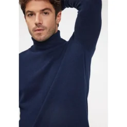 Pull homme col roule ZACHARY en cachemire bleu marine