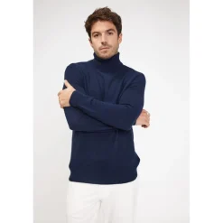 Pull homme col roule ZACHARY en cachemire bleu marine