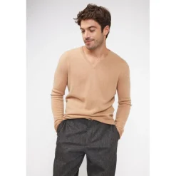 Pull homme col V ZAHER en cachemire beige