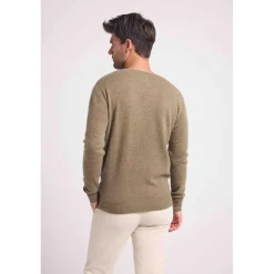 Pull homme col V ZAHER en cachemire kaki
