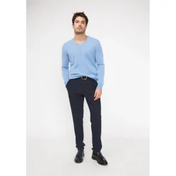 Pull homme col V ZAHER en cachemire bleu ciel