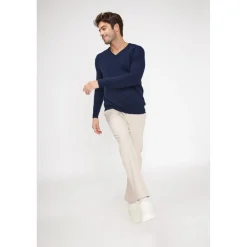 Pull homme col V ZAHER en cachemire bleu marine