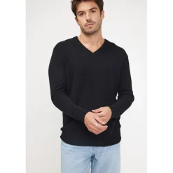 Pull homme col V ZAHER en cachemire noir