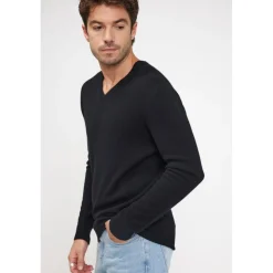 Pull homme col V ZAHER en cachemire noir