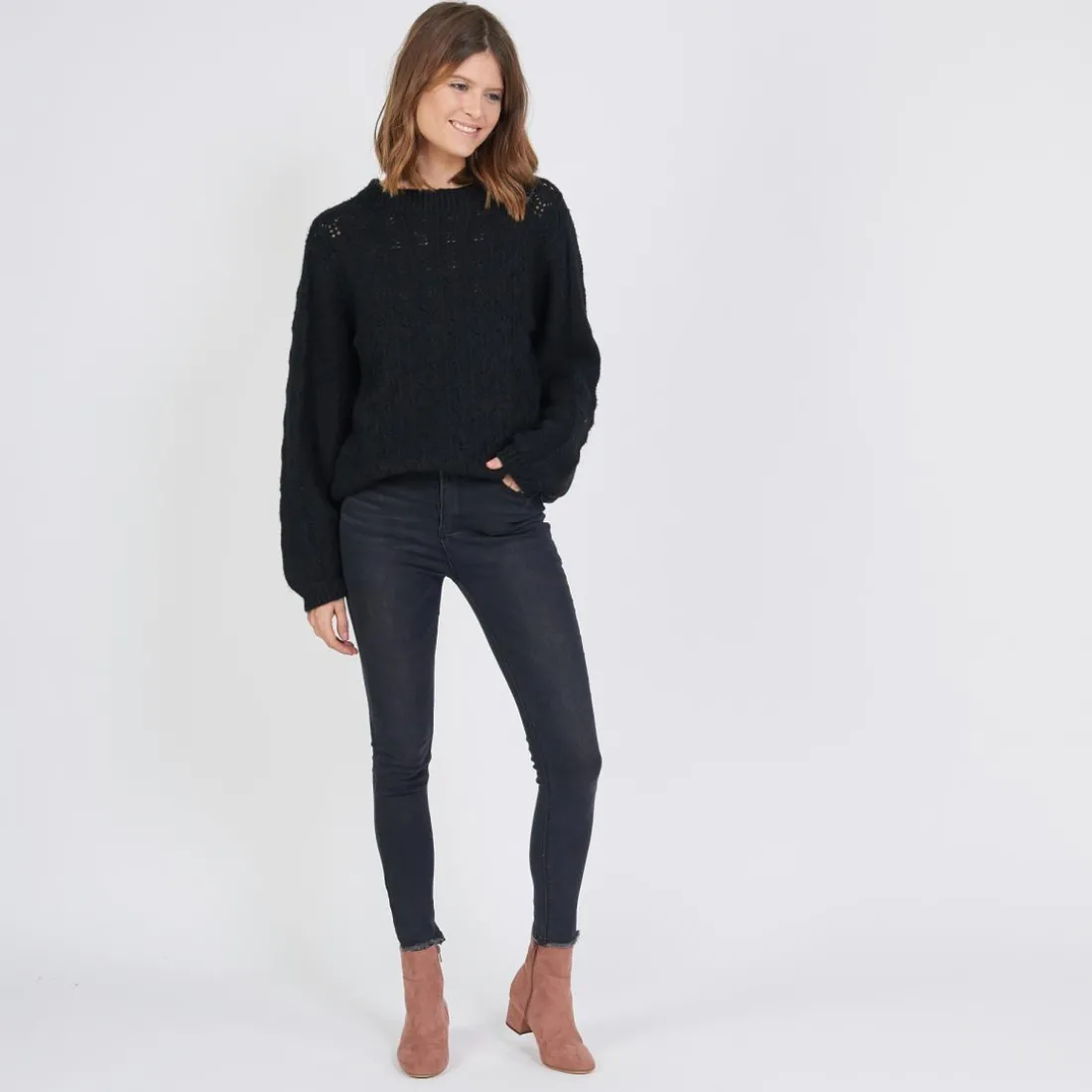 Pull maille pointelle Beth en viscose