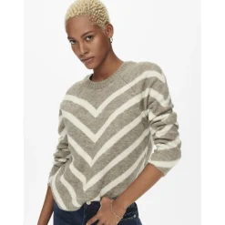 Pull manche longues et rayures violet Kara