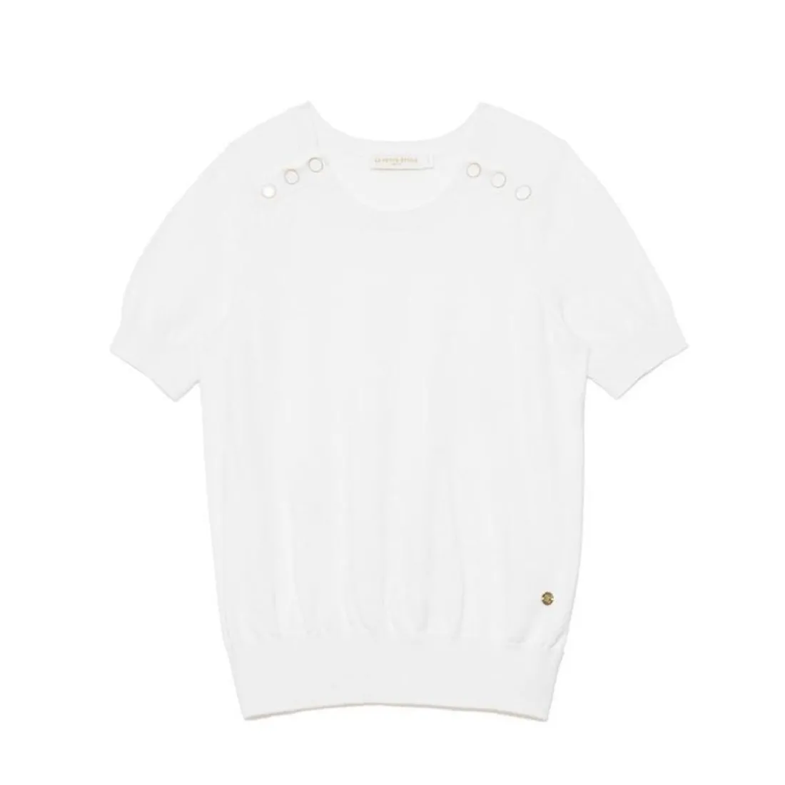 Pull manches courtes en coton MAYA ecru