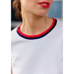 Pull manches courtes en coton MAE ecru blanc