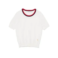 Pull manches courtes en coton MAE ecru blanc