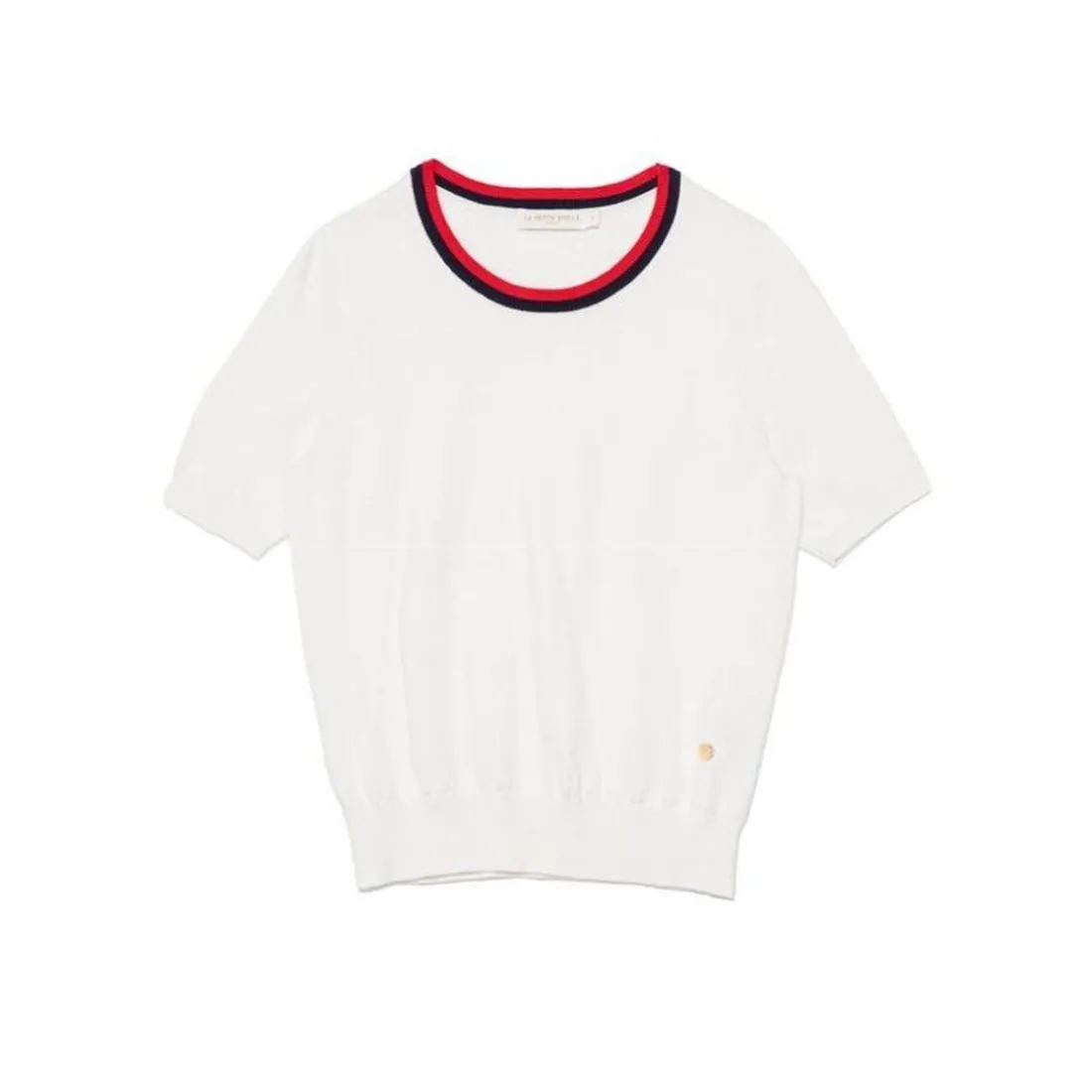 Pull manches courtes en coton MAE ecru blanc