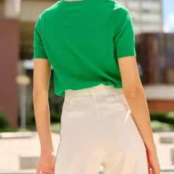 Pull manches courtes en coton MAYA vert