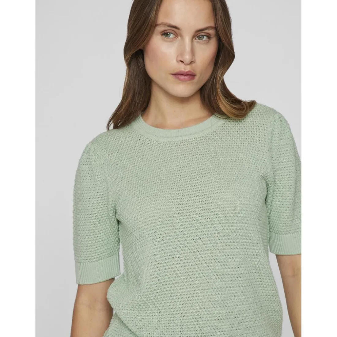 Pull manches courtes en maille Idalo vert Sam