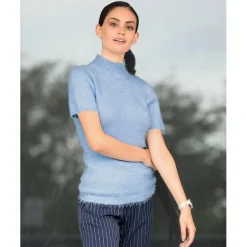 Pull manches courtes femme - Bleu