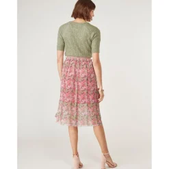 Pull manches courtes maille ajouré vert