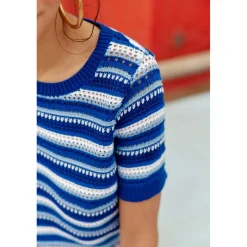 Pull Manches Courtes MONET bleu en coton