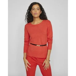 Pull manches longue à maille viscose Ril rouge Maëlys Jade