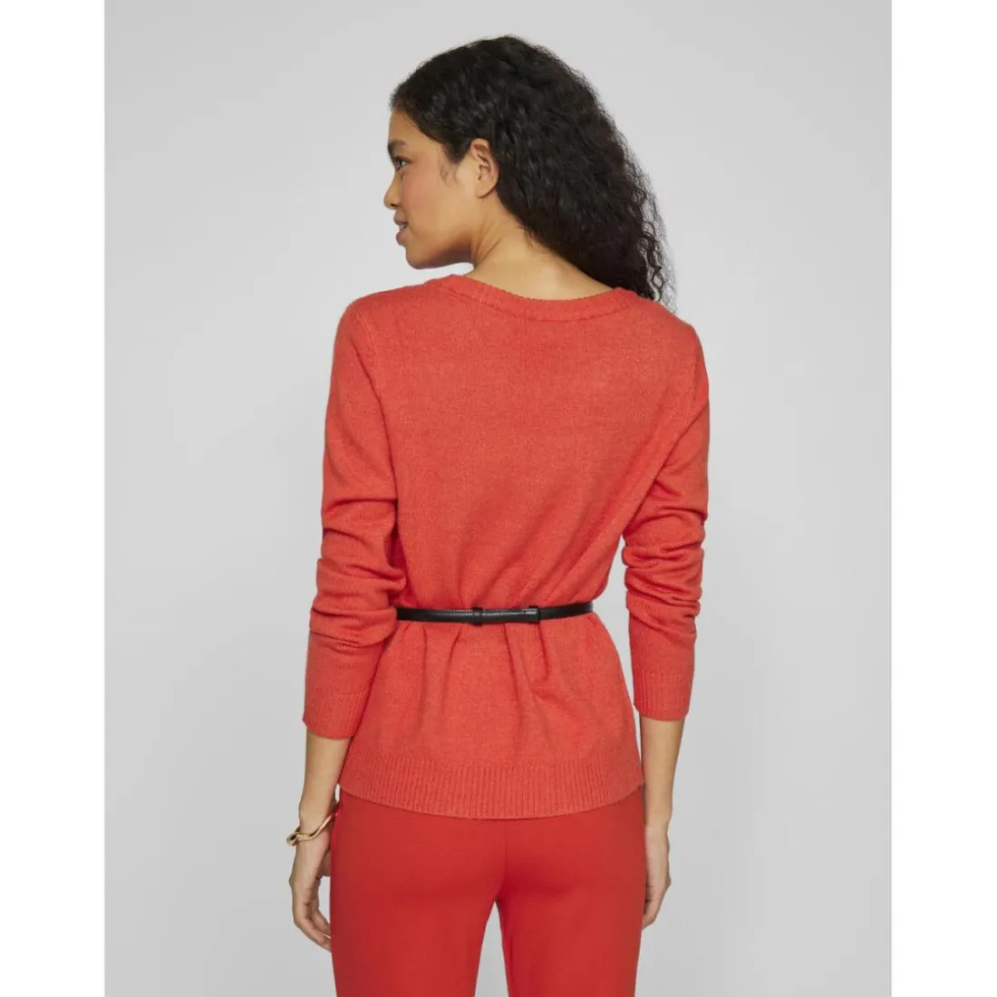 Pull manches longue à maille viscose Ril rouge Maëlys Jade