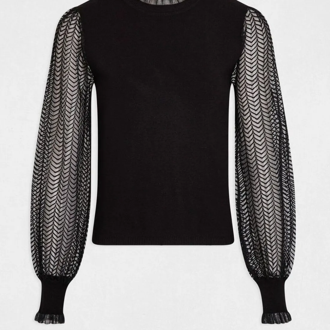 Pull manches longues à dentelle noir en viscose