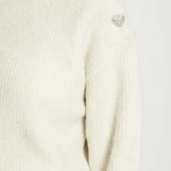 Pull manches longues avec boutons ivoire en viscose