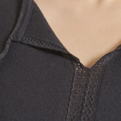 Pull manches longues bandes ajourées pompons femme - Bleu