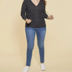 Pull manches longues bandes ajourées pompons femme - Bleu