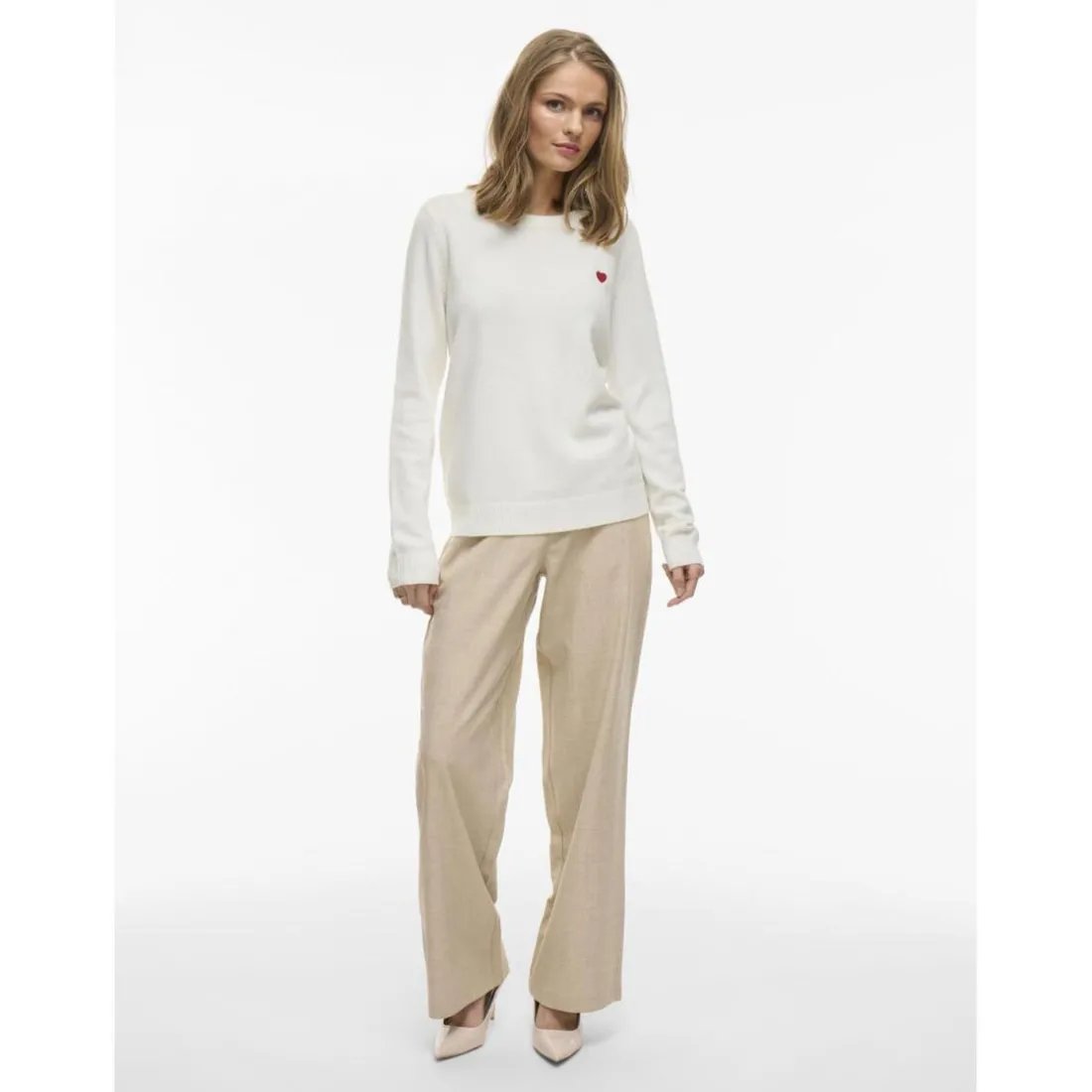 Pull manches longues en mailles Ril blanc Daisy