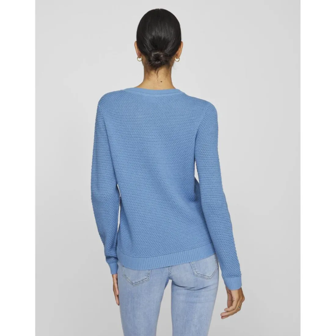 Pull manches longues en maille Idalo turquoise Lila