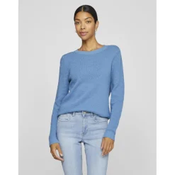Pull manches longues en maille Idalo turquoise Lila