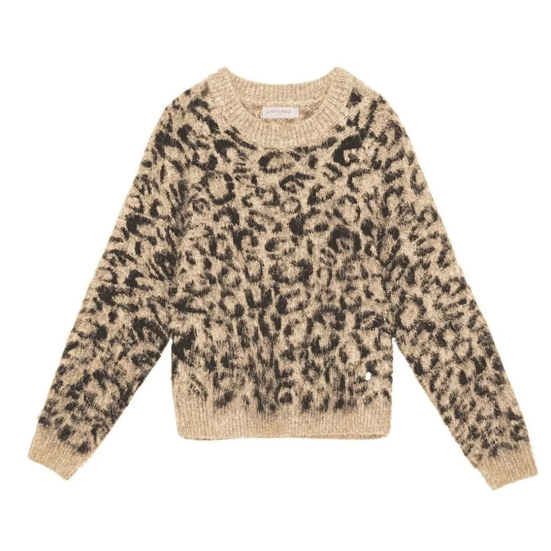Pull MAY à imprimé léopard beige et noir