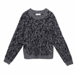 Pull MAY à imprimé léopard gris et noir
