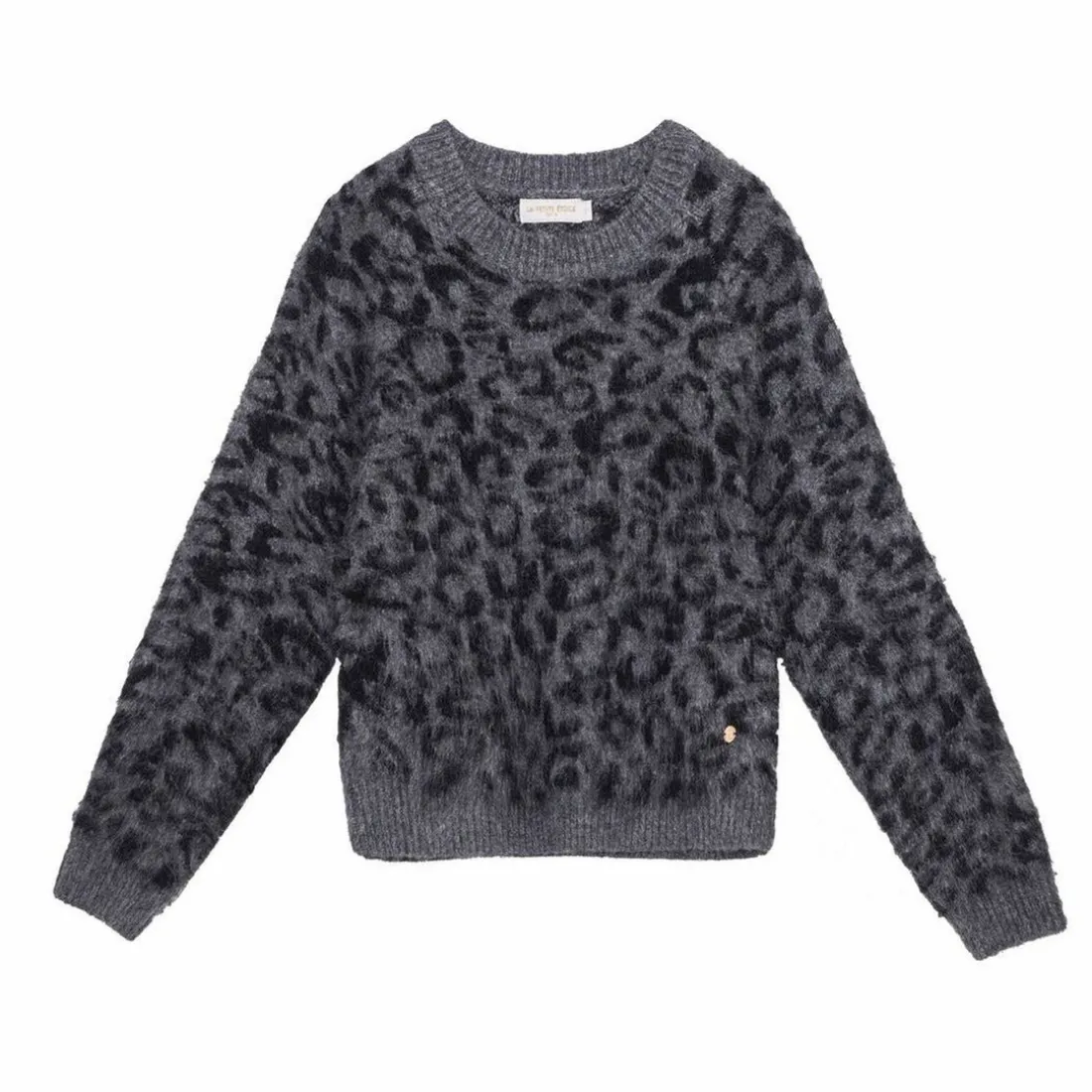Pull MAY à imprimé léopard gris et noir