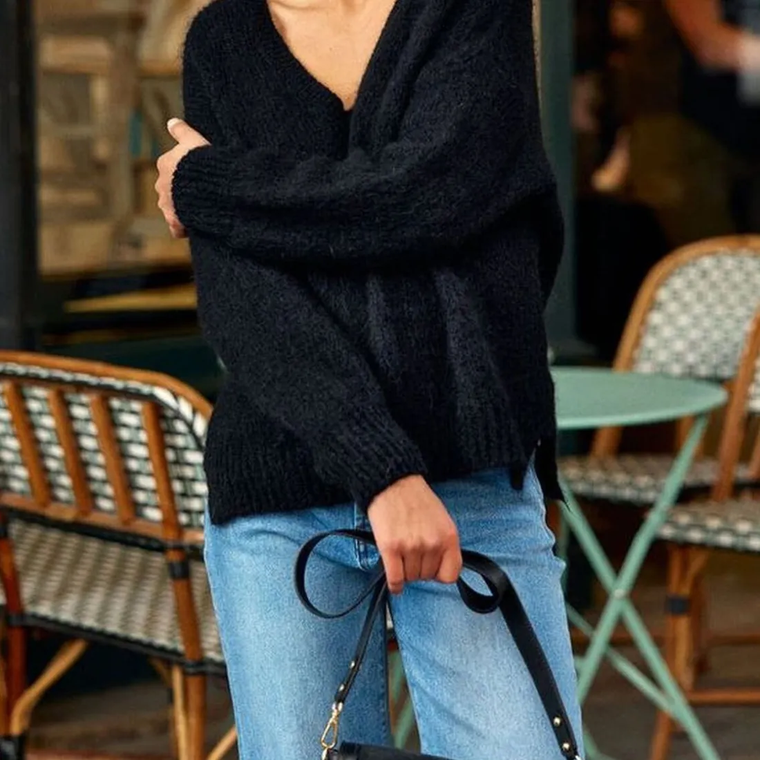 Pull MELANIE noir en mohair