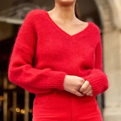 Pull MELANIE rouge en mohair