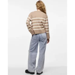 Pull over manches longues Sia marron en viscose Rhea